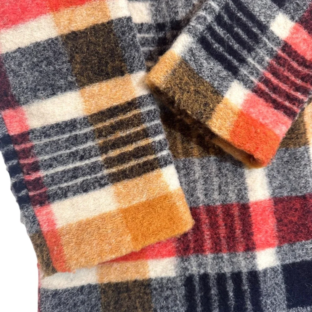 Cynthia Rowley Plaid Boucle‎ Wool Blend Duster Long Coat Jacket Womens Medium - Picture 10 of 12